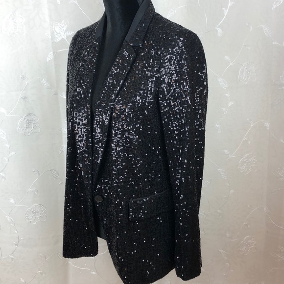 Banana Republic Black Sequin Jacket Size 4 - Picture 2 of 7